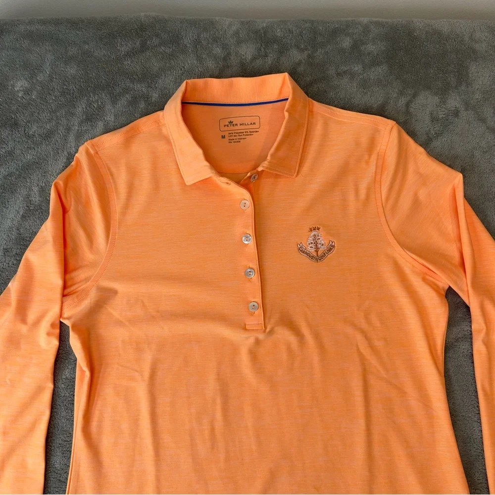 Peter Millar Long Sleeve Polo Shirt‎ Women's Crown Performance Orange Size M